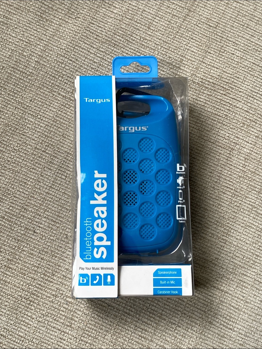 Targus Blue Portable Bluetooth Speaker with Carabiner- NIB - Picture 2 of 6